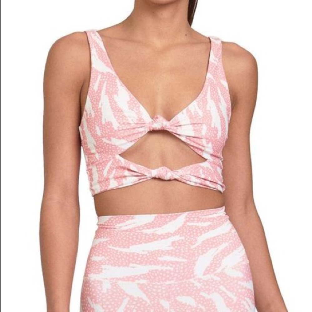 Beach Riot RARE Pink & White Bowie Sports Bra LRG